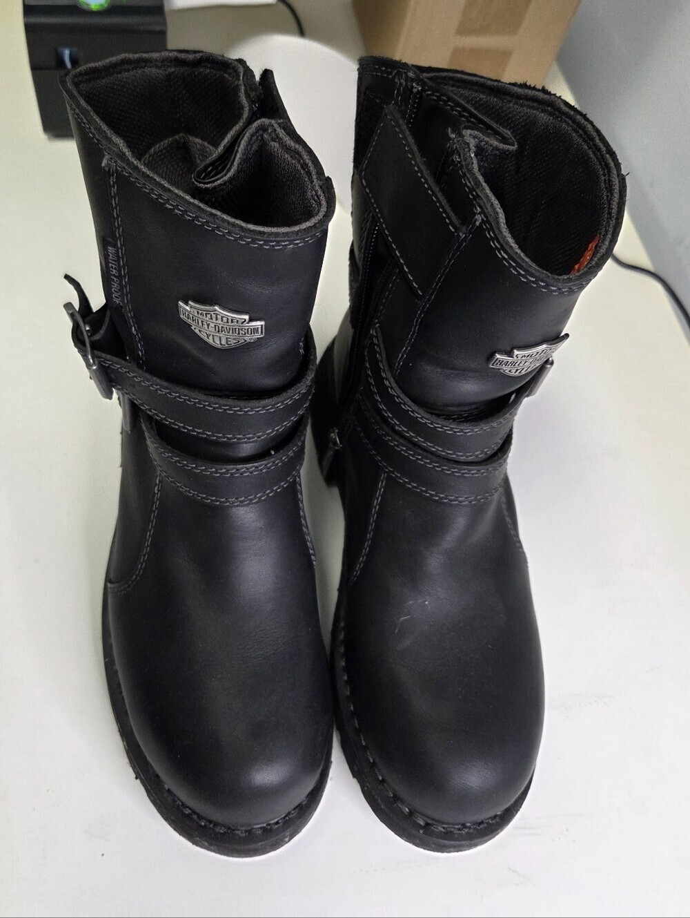 Harley-Davidson Womens Brinser Black Waterproof Motorcycle Boots Size 7.5 - Picture 3 of 10